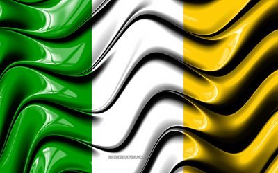 Offaly bandeira, 4k, Rep&#250;blica da Irlanda, distritos administrativos, Bandeira de Offaly, Arte 3D, Offaly, irland&#234;s munic&#237;pios, Offaly 3D bandeira, Irlanda, Reino Unido, Europa