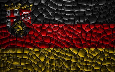 flagge von rheinland-pfalz, 4k, bundesl&#228;nder, rissige erde, deutschland, rheinland-pfalz flagge, 3d-kunst, rheinland-pfalz, landkreise, rheinland-pfalz-3d flag