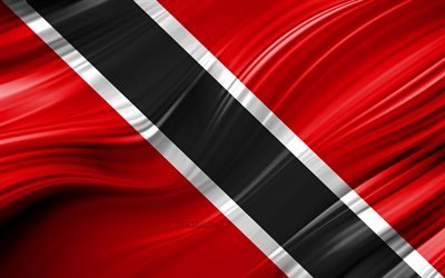 4k, Trinidad e Tobago bandeira, Pa&#237;ses da Am&#233;rica do norte, 3D ondas, Bandeira de d&#243;lares de Trinidad e de Tobago, s&#237;mbolos nacionais, Trinidad e Tobago 3D bandeira, arte, Am&#233;rica Do Norte, Trinidad e Tobago