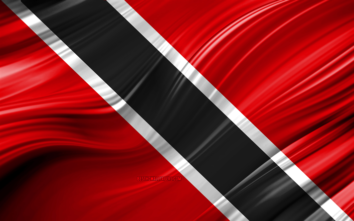 4k, Trinidad e Tobago, bandiera, paesi del Nord america, 3D onde, Bandiera di Trinidad e Tobago, simboli nazionali, Trinidad e Tobago 3D, arte, Nord America