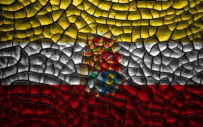 Flag of Cuenca, 4k, spanish provinces, cracked soil, Spain, Cuenca flag, 3D art, Cuenca, Provinces of Spain, administrative districts, Cuenca 3D flag, Europe
