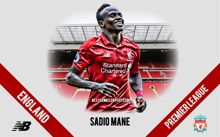 Sadio Mane, le Liverpool FC, les S&#233;n&#233;galais joueur de football, le milieu de terrain, Anfield, Premier League, Angleterre, le football, Liverpool