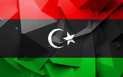 4k, le Drapeau de la Libye, de l&#39;art g&#233;om&#233;trique, les pays Africains, Libyenne, cr&#233;ative, en Libye, en Afrique, en Libye 3D drapeau, symbole national