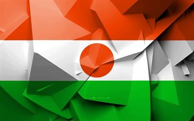 4k, Flag of Niger, geometric art, African countries, Niger flag, creative, Niger, Africa, Niger 3D flag, national symbols