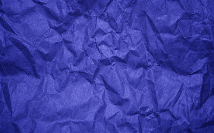 4k, oscuro, azul papel arrugado, macro, azul de la textura del papel, azul, papel, papel arrugado, texturas de papel, antecedentes