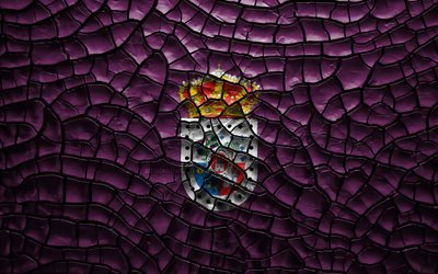 Flag of Soria, 4k, spanish provinces, cracked soil, Spain, Soria flag, 3D art, Soria, Provinces of Spain, administrative districts, Soria 3D flag, Europe