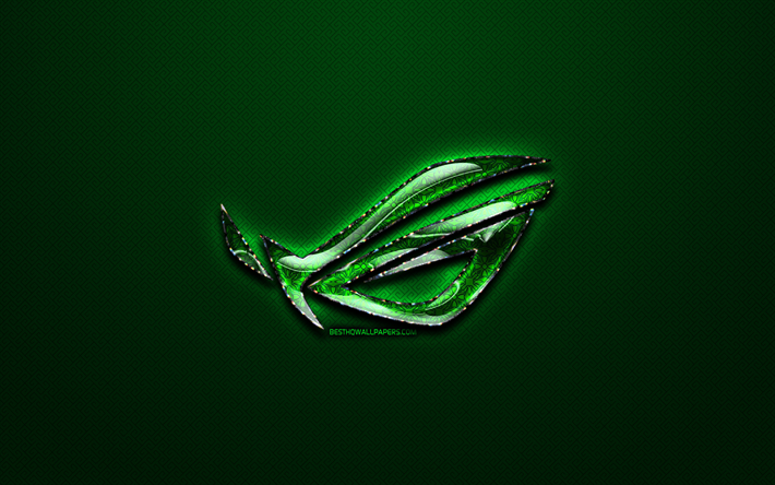 RoG green logo, green vintage background, Republic of Gamers, artwork, RoG, brands, RoG glass logo, creative, RoG logo