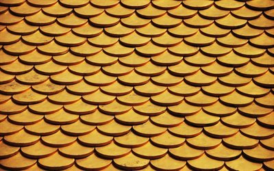 yellow scales, 4k, macro, scales texture, abstract background, scales, yellow backgrounds