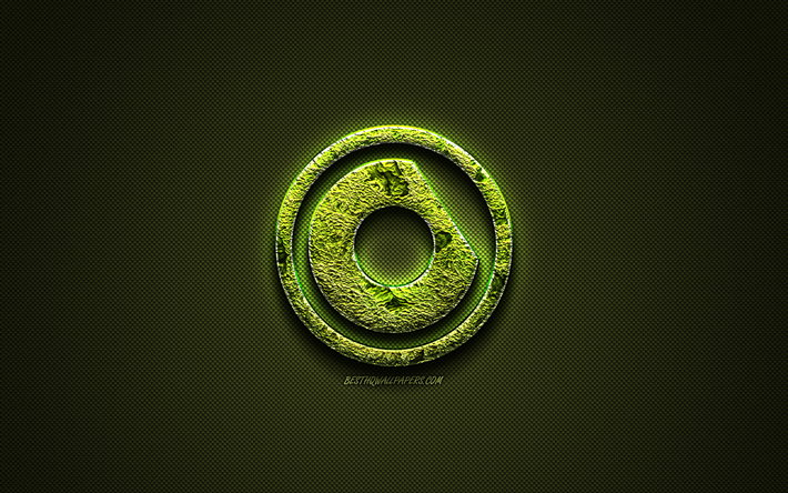 Nicky Romero logo, yeşil yaratıcı logo, Hollandalı DJ, &#231;i&#231;ek sanat logo, Nicky Romero amblemi, yeşil karbon fiber doku, Nicky Romero, yaratıcı sanat