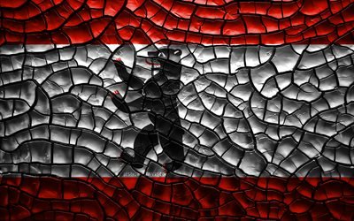 Flag of Berlin, 4k, german states, cracked soil, Germany, Berlin flag, 3D art, Berlin, States of Germany, administrative districts, Berlin 3D flag
