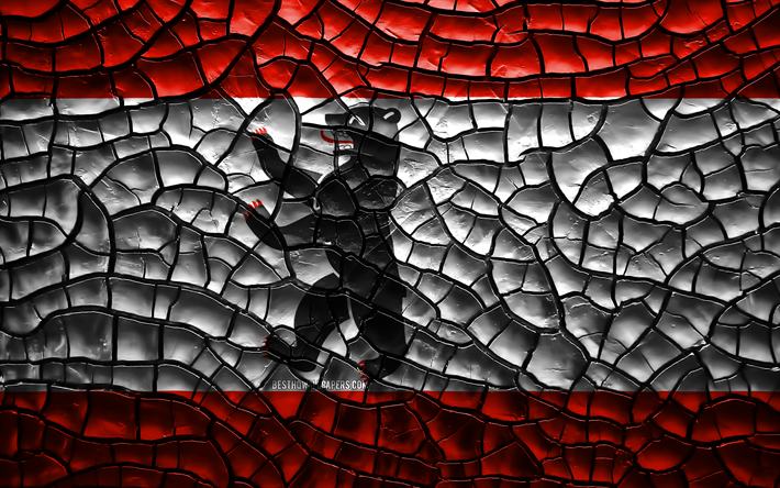Bandera de Berl&#237;n, 4k, los estados alemanes, agrietado suelo, Alemania, Berl&#237;n, bandera, arte 3D, Estados de Alemania, distritos administrativos, Berl&#237;n 3D de la bandera