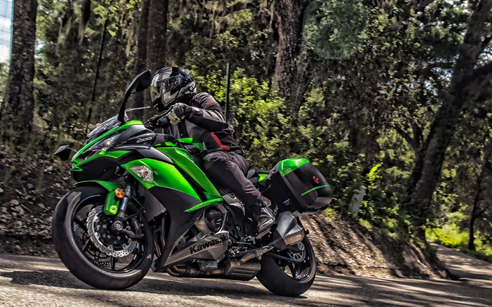 2019, A Kawasaki Ninja 1000, moto esporte, preto verde Ninja 1000, japon&#234;s sportbikes, Kawasaki