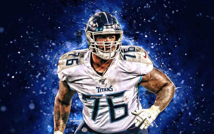 Rodger Saffold, 4k, guard, Tennessee Titans, american football, NFL, Rodger P Saffold III, National Football League, neon lights, Rodger Saffold Tennessee Titans, Rodger Saffold 4K