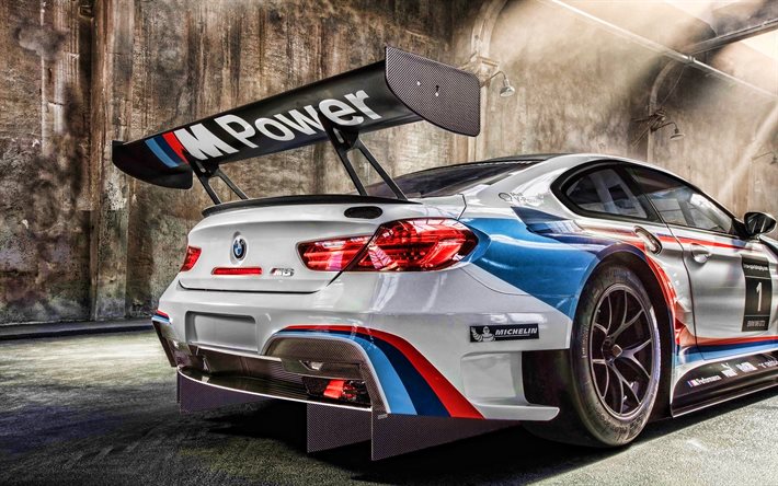 BMW M6 GT3, racing cars, F13, tuning, supercars, back view, BMW M6, german cars, BMW