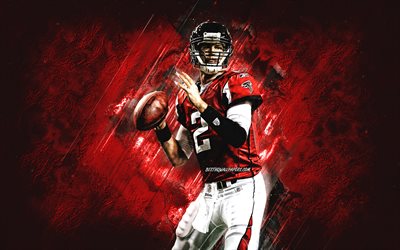 Matt Ryan, Atlanta Falcons, NFL, American football, quarterback, portrait, red stone background, National Football League