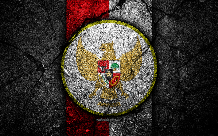 4k, Indonesia jalkapallo joukkue, logo, AFC, jalkapallo, asfaltti rakenne, Afganistanissa, Aasiassa, Aasian jalkapallomaajoukkueet, Indonesian jalkapallomaajoukkue