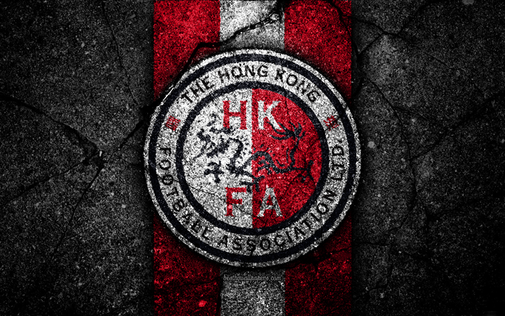 4k, Hong Kong equipo de f&#250;tbol, logotipo, AFC, el f&#250;tbol, el asfalto de la textura, de f&#250;tbol, de Hong Kong, Asia, Asi&#225;tico nacional de los equipos de f&#250;tbol de Hong Kong, el equipo nacional de f&#250;tbol