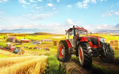 Pure Farming 2018, poster, farm simulator, 2018 games