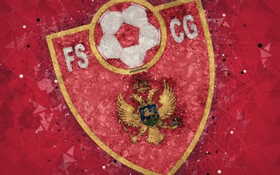 Karadağ Milli Futbol Takımı, 4k, geometrik sanat, logo, tema arka plan, UEFA, amblem, Karadağ, futbol, grunge, stil, yaratıcı sanat