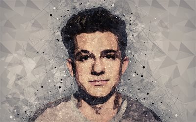 Charlie Puth, 4k, art, portrait, american singer, creative geometric art, face, abstraction, Charles Otto Puth Jr