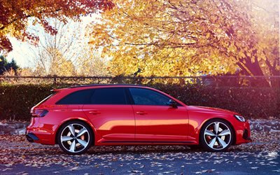 Audi RS4 Avant, 4k, 2018 cars, tuning, red a4 avant, wagons, Audi
