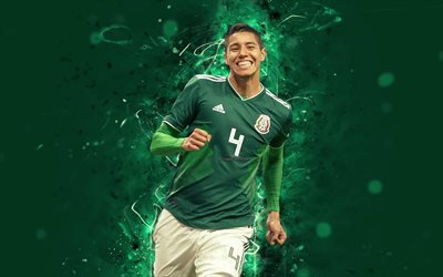 4k, Hugo Ayala, soyut sanat, Meksika Milli Takımı, fan sanat, Ayala, futbol, futbolcular, neon ışıkları, Meksika futbol takımı