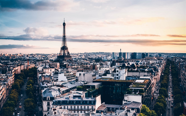 La Torre Eiffel, el panorama, franc&#233;s monumentos, Francia, Europa, Par&#237;s