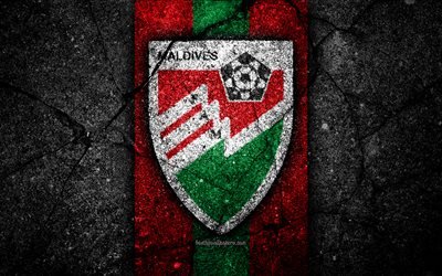Milli Futbol Takımı 4k, futbol takımı, logo, AFC, futbol, asfalt doku, Maldivler, Asya, Asya ulusal futbol takımları Maldivler