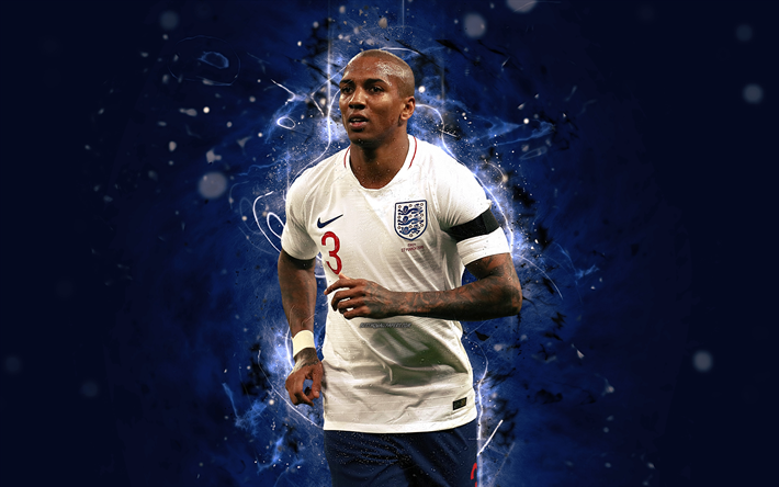 Ashley Young, 4k, abstract art, England National Team, fan art, Young, soccer, footballers, neon lights, English football team