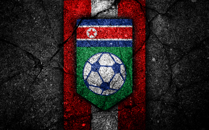 4k, 北朝鮮のサッカーチーム, ロゴ, AFC, サッカー, アスファルトの質感, 北朝鮮, アジア, アジア国サッカーチーム, 北朝鮮の国のサッカーチーム