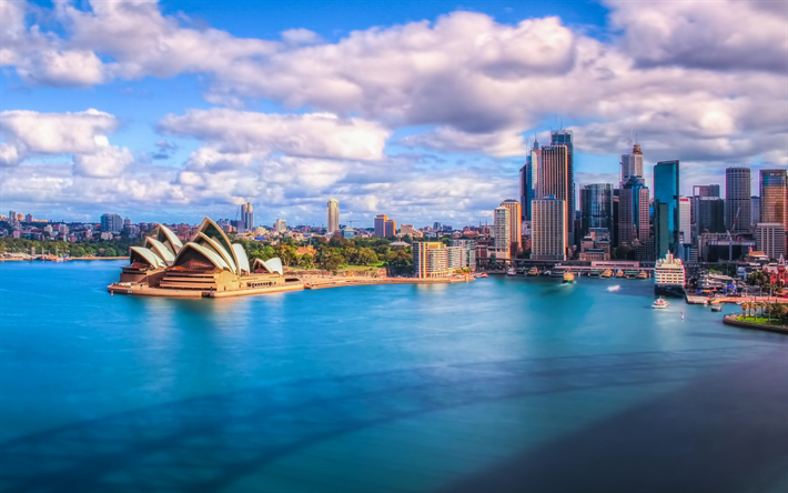 Sydney, paysage urbain, l&#39;Op&#233;ra de Sydney, gratte-ciel, vue du Pont du Port de, Port Jackson, en Australie