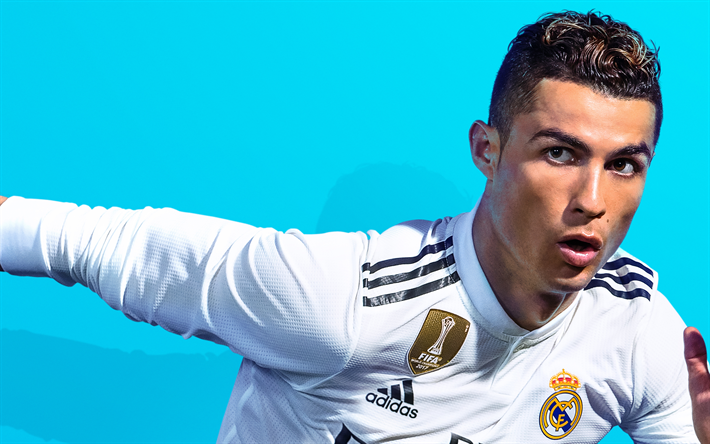 4k, Cristiano Ronaldo, FIFA19, rapana, 2018 spel, Real Madrid, fotboll simulator, FIFA 19, Ronaldo