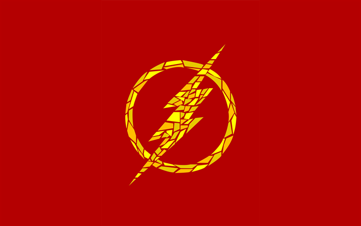 4k, Le Flash, logo, minimal, 2018 film, fond rouge