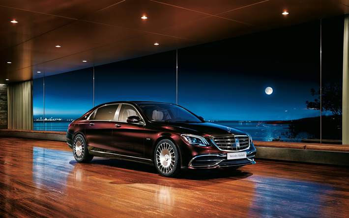 Mercedes-Maybach S650, Classe S, en 2018, en berline de luxe, brune nouvelle Classe S, voitures allemandes, business class, Mercedes-Benz