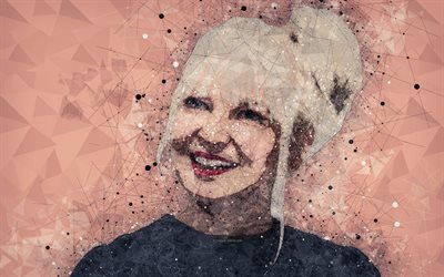 Sia, Australian singer, art, 4k, face, geometric art, portrait, Sia Kate Isobelle Furler