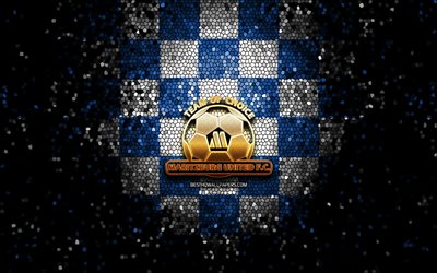 Maritzburg United FC, glitter logo, Premier Soccer League, blue white checkered background, soccer, South African football club, Maritzburg United logo, mosaic art, football, PSL