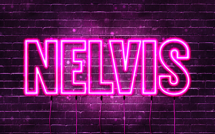 Happy Birthday Nelvis, 4k, pink neon lights, Nelvis name, creative, Nelvis Happy Birthday, Nelvis Birthday, popular french female names, picture with Nelvis name, Nelvis