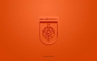 MFK Ruzomberok, creative 3D logo, orange background, Fortuna Liga, 3d emblem, Slovak football club, Slovakia, 3d art, football, MFK Ruzomberok 3d logo