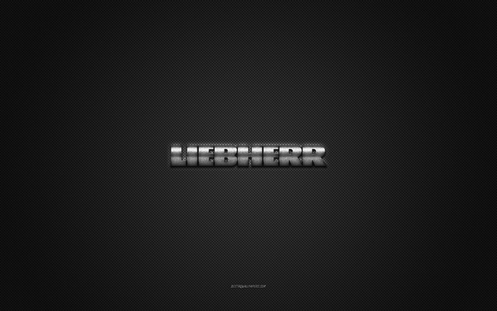 Liebherr logo, silver shiny logo, Liebherr metal emblem, gray carbon fiber texture, Liebherr, brands, creative art, Liebherr emblem