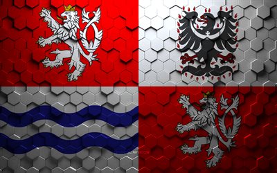 bandera de bohemia central, arte de panal, bandera de hex&#225;gonos de bohemia central, arte de hex&#225;gonos 3d de bohemia central