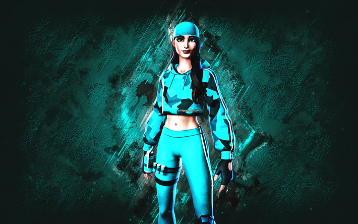 fortnite teal ruby skin, fortnite, personnages principaux, fond de pierre turquoise, teal ruby, peaux fortnite, teal ruby skin, teal ruby fortnite, personnages fortnite
