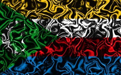 4k, Flag of Comoros, abstract smoke, Africa, national symbols, Comoros flag, 3D art, Comoros 3D flag, creative, African countries, Comoros