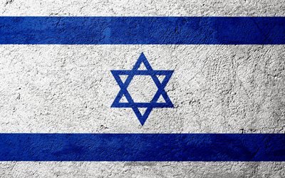Flag of Israel, concrete texture, stone background, Israel flag, Asia, Israel, flags on stone