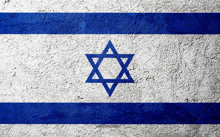 La bandera de Israel, de hormig&#243;n de textura, de piedra de fondo, bandera de Israel, Asia, Israel, banderas en piedra