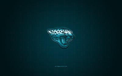 Jacksonville Jaguars, American football club, NFL, blue logo, blue carbon fiber background, american football, Jacksonville, Florida, USA, National Football League, Jacksonville Jaguars logo