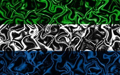4k, flagge von sierra leone, abstrakt, rauch, afrika, nationale symbole, sierra leone flagge, 3d-kunst, sierra leone, 3d flag, kreativ, afrikanischen l&#228;ndern sierra leone