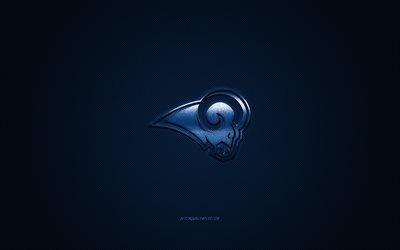 Los Angeles Rams, American football club, NFL, blue logo, blue carbon fiber background, american football, Los Angeles, California, USA, National Football League, Los Angeles Rams logo