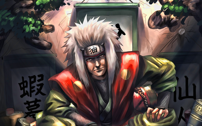 Jiraiya, 4k, Naruto characters, ninja, manga, artwork, Naruto, Jiraiya Naruto