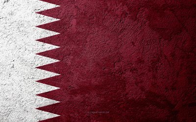 Bandera de Qatar, de hormig&#243;n de textura, de piedra de fondo, Qatar bandera, Asia, Qatar, banderas en piedra