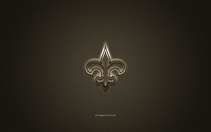 New Orleans Saints, American football club, NFL, brown logo, brown carbon fiber background, american football, New Orleans, Louisiana, USA, National Football League, New Orleans Saints logo